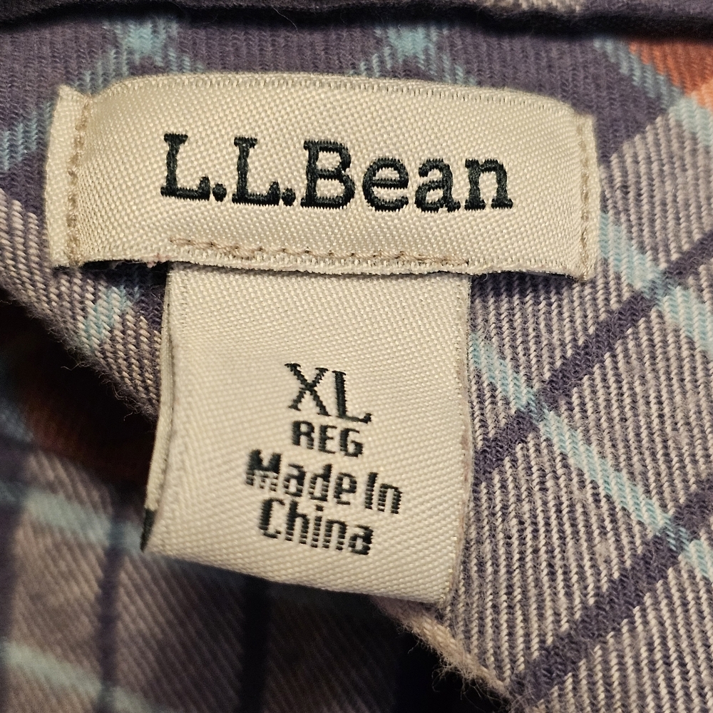 L.L. Bean Blue and Orange Plaid Button Down Shirt - Picture 9 of 10